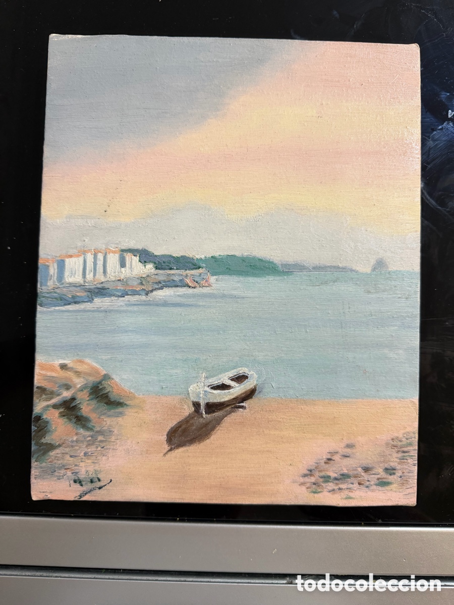 Arte: &Oacute;leo S/ Lienzo - Paisaje Costero Luminista - Sello San Marcos (Madrid) - Escuela Espa&ntilde;ola S. XX