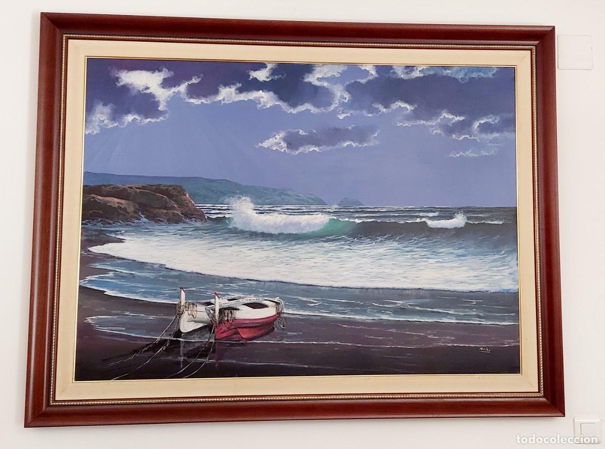 Arte: Oleo sobre lienzo de Manuel M.Merino de gran formato 163x126.MARINA.Firma visible del autor.