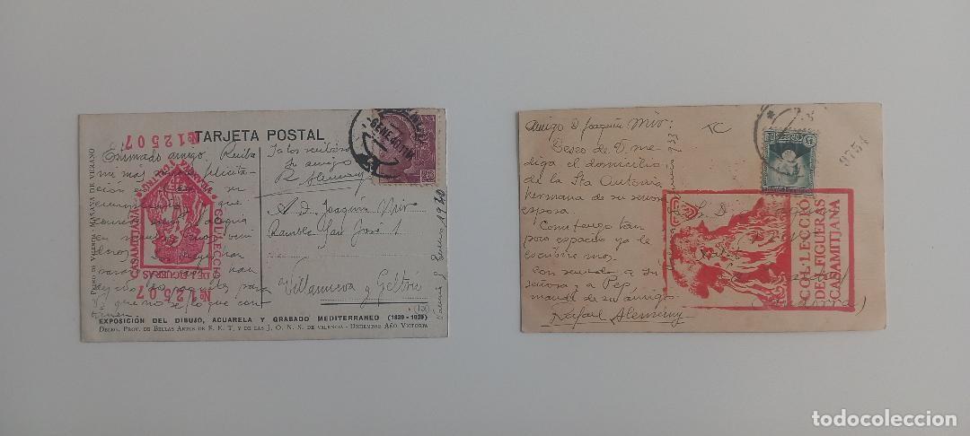 Arte: JOAQUIN MIR - RAFAEL ALEMANY. DOS TARJETAS MANUSCRITAS FIRMADAS.