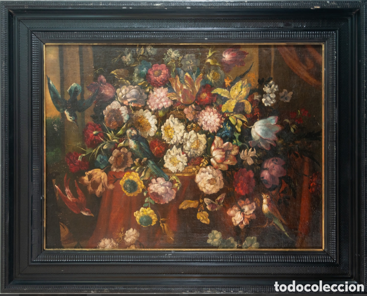 Arte: BODEGON DE FLORES Y AVES