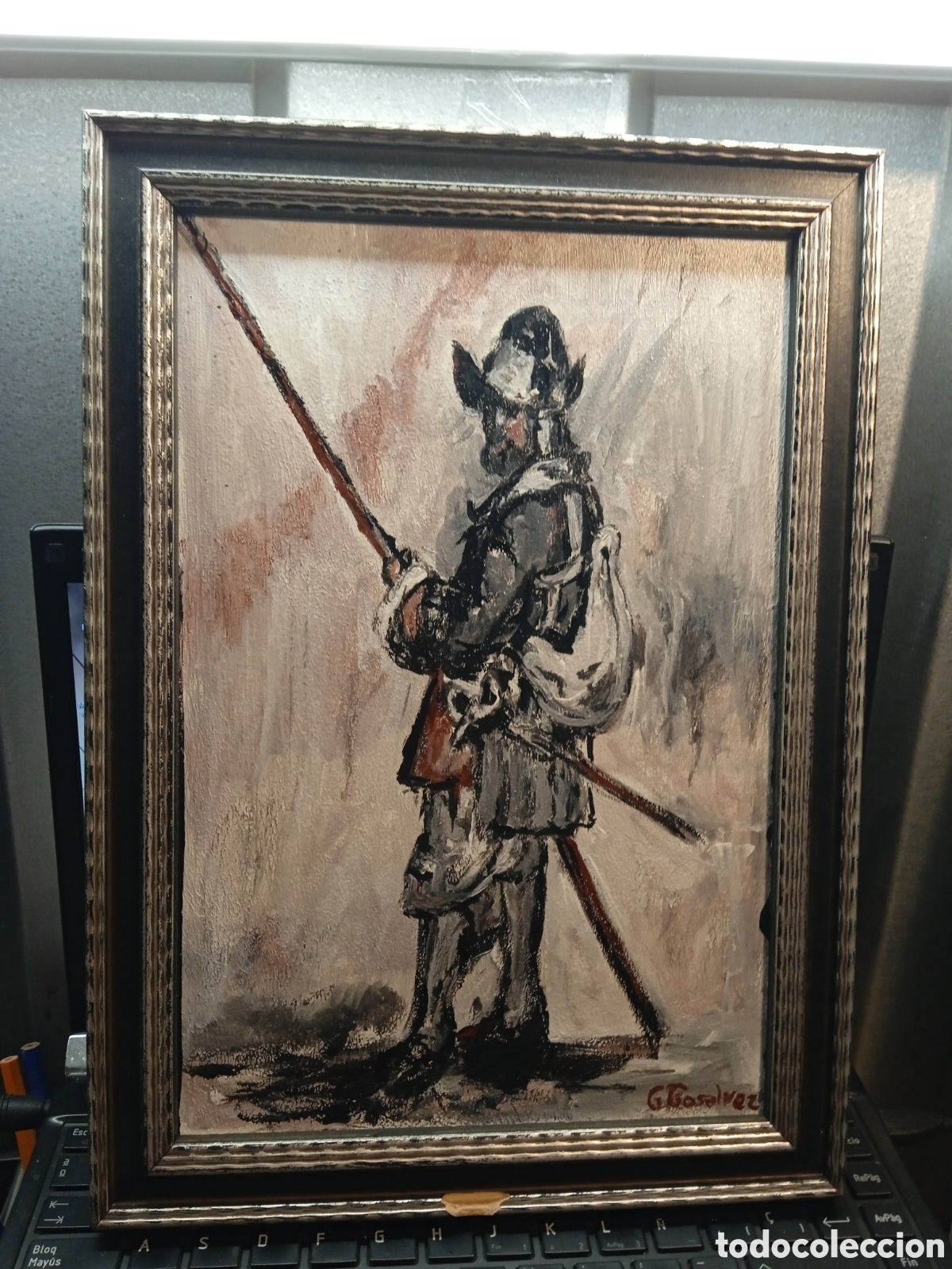 Arte: OLEO SOBRE MADERA SOLDADO TERCIO ESPA&Ntilde;OL G.GOSALVEZ