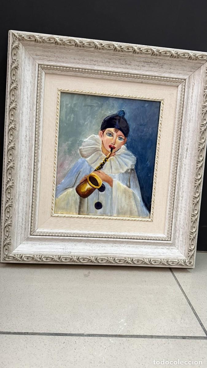 Arte: Payaso 1, pintado al &oacute;leo, sobre placa de esta&ntilde;o