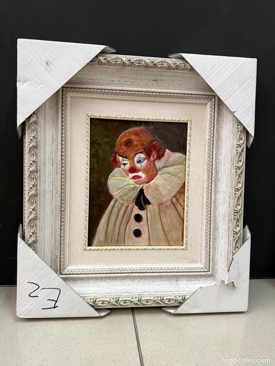 Arte: Payaso , pintado al &oacute;leo, sobre placa de esta&ntilde;o - Foto 1