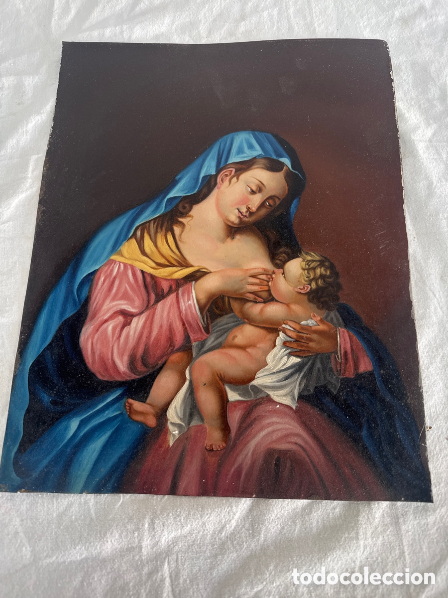 Art: &Oacute;leo sobre hojalata religioso s XIX