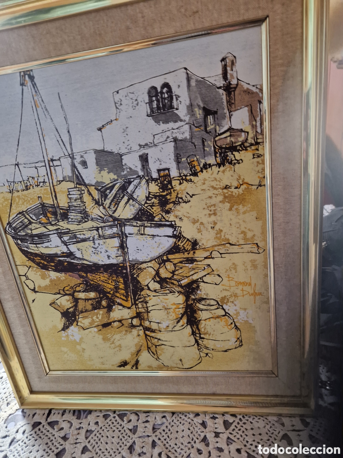 Arte: Puerto con barca Bernardo dufour - Foto 3