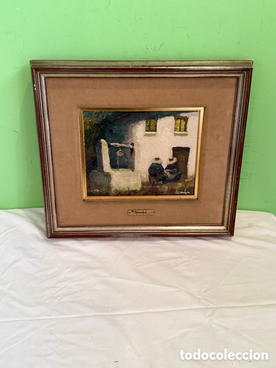 Arte: Ram&oacute;n Poveda Ibars (Sabadell 1936) &oacute;leo tablex escena rural Regenc&oacute;s firmado y enmarcado