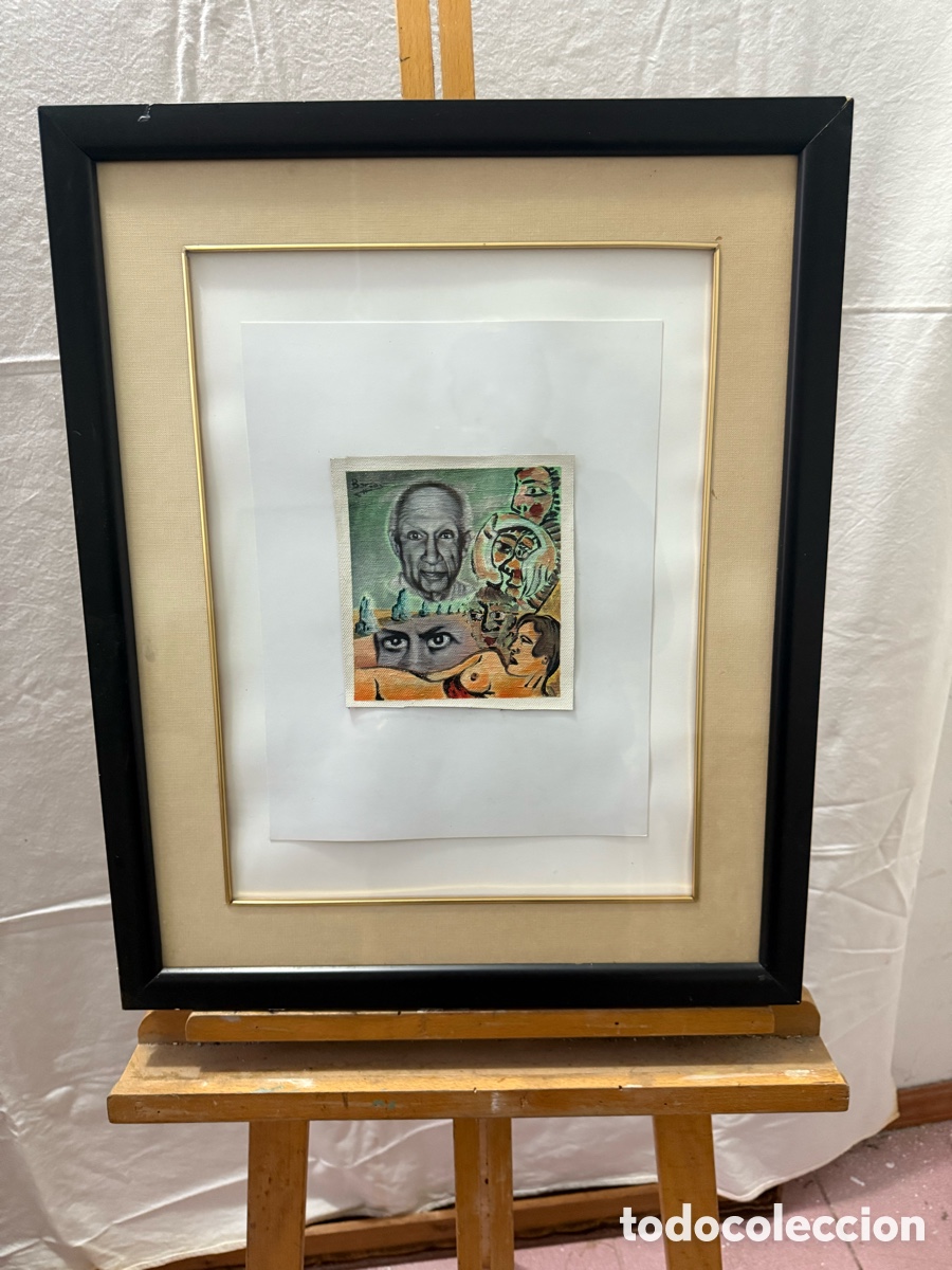 Arte: &Oacute;leo sobre lienzo estilo surrealista retrato y composici&oacute;n figurativa firmado