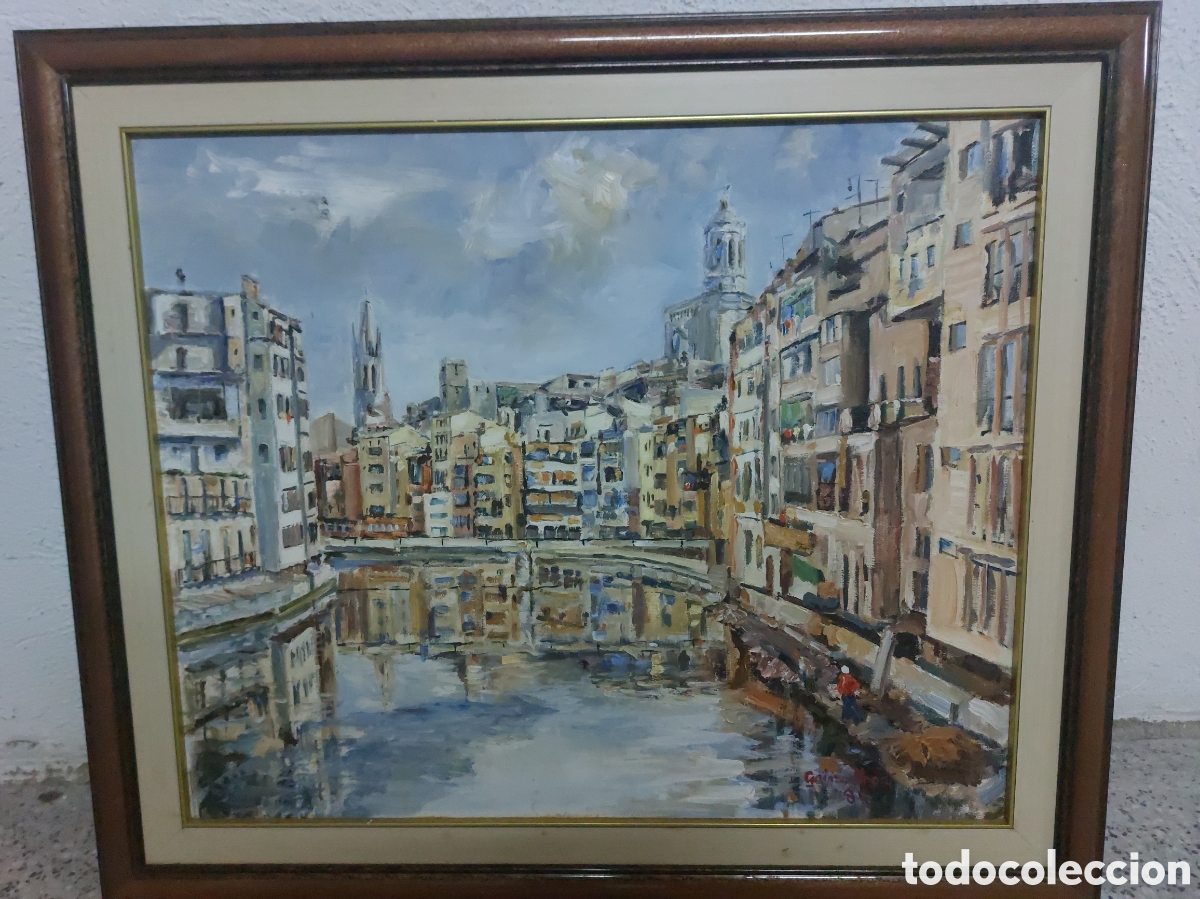 Arte: Girona oleo de Gainza Napal enmarcado