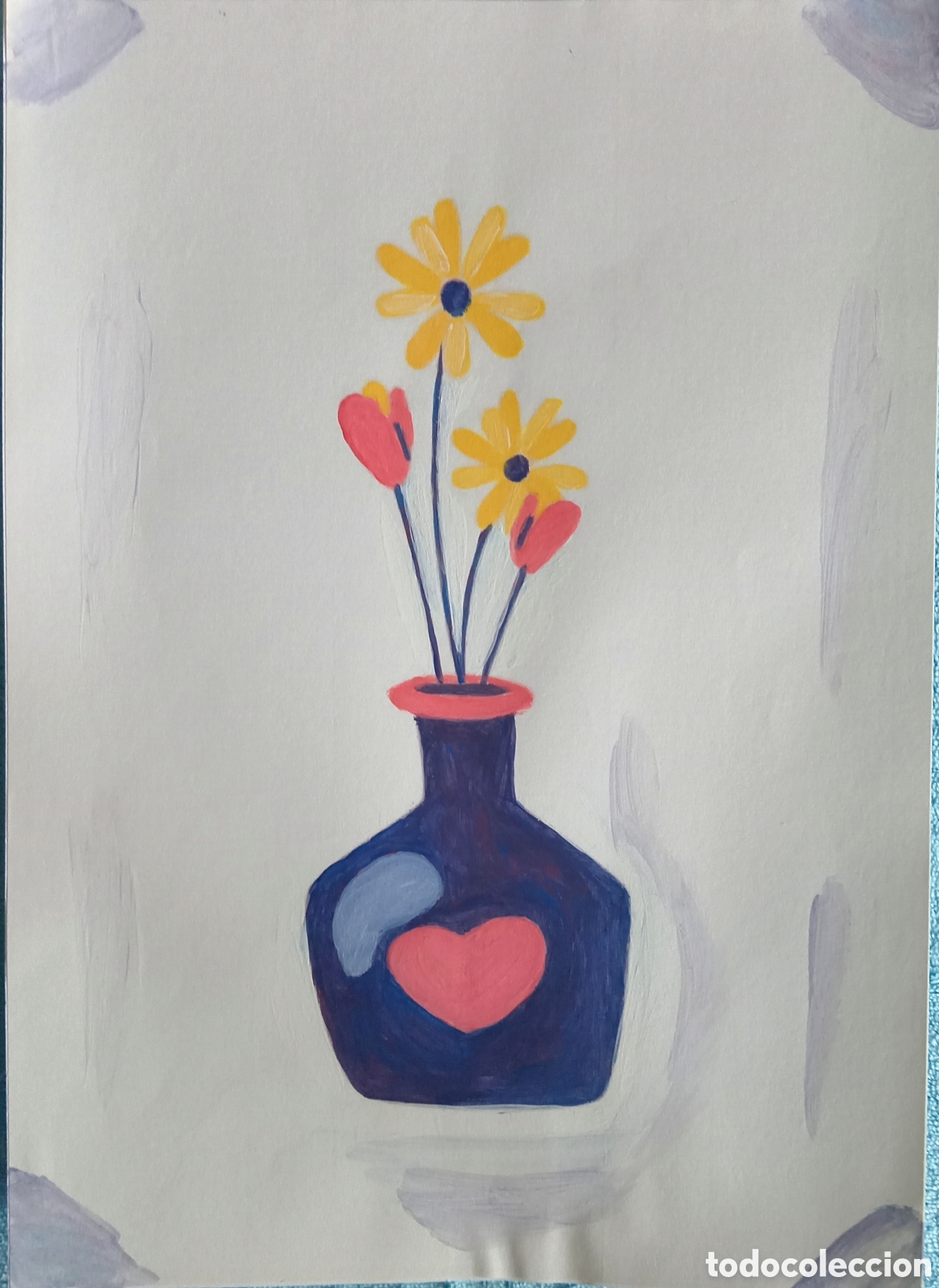 Arte: Original pintura Mujer Bodeg&oacute;n (18) (t&eacute;cnica mixta) acuarela y acr&iacute;lico sobre papel 30,5cm x 21,5cm.