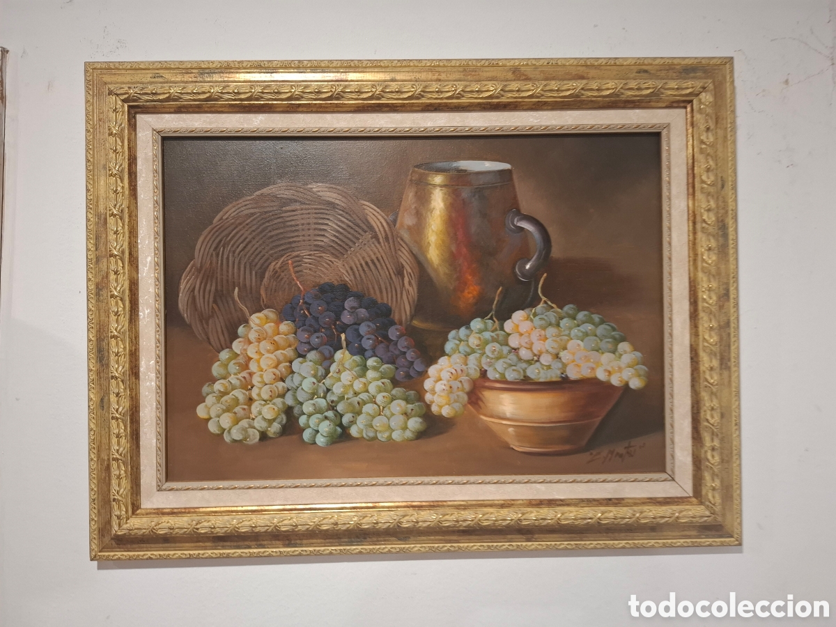 Arte: Oleo sobre lienzo bodegon enrique montes 71x54