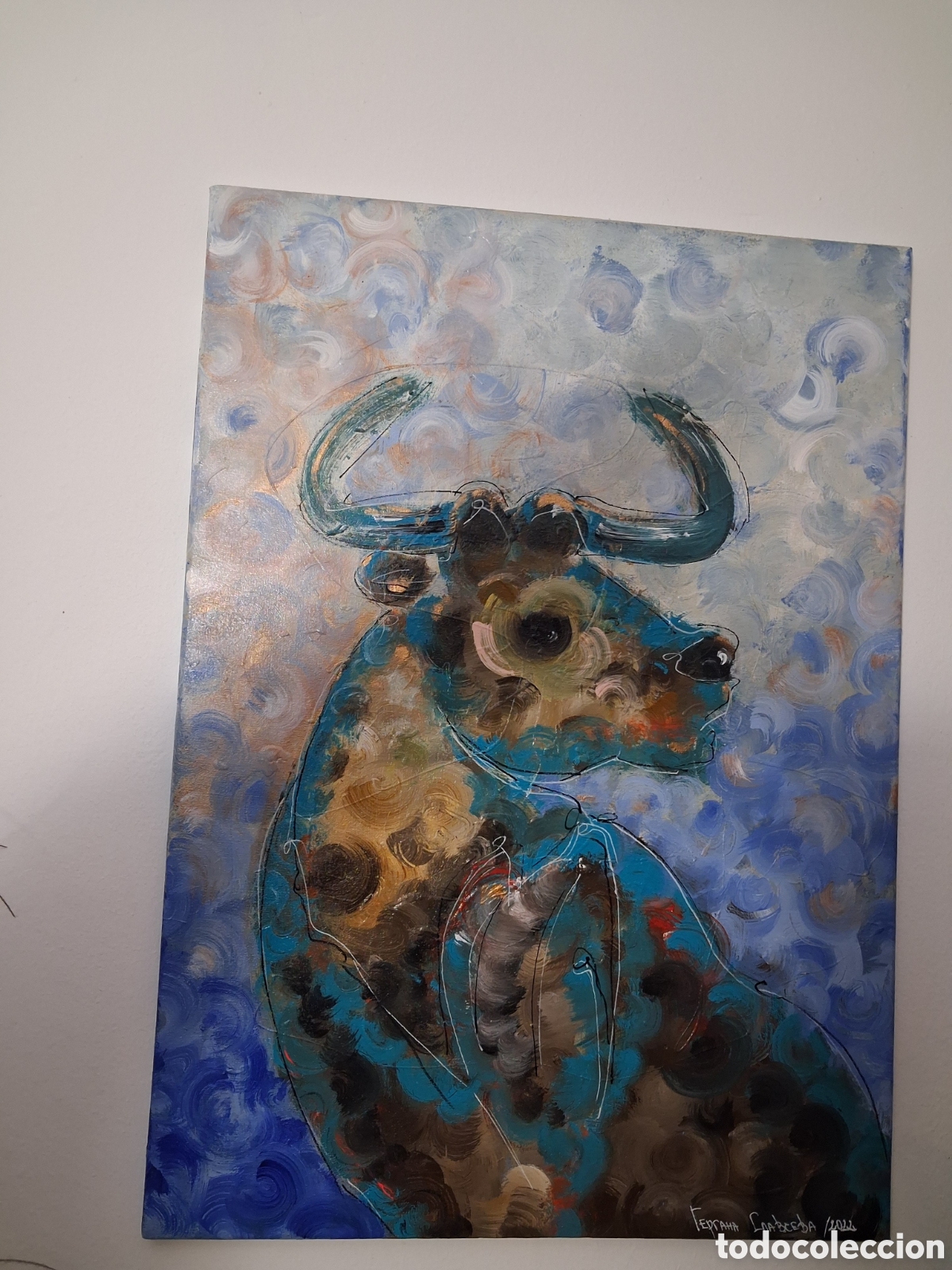 Arte: Cuadro ,,Blue Bull&rdquo; Toro azul - Foto 8