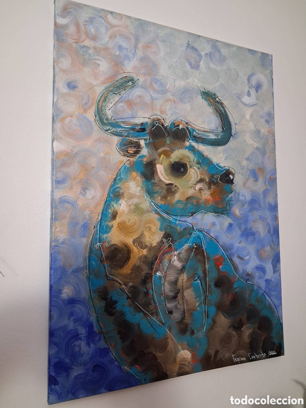 Arte: Cuadro ,,Blue Bull&rdquo; Toro azul - Foto 11