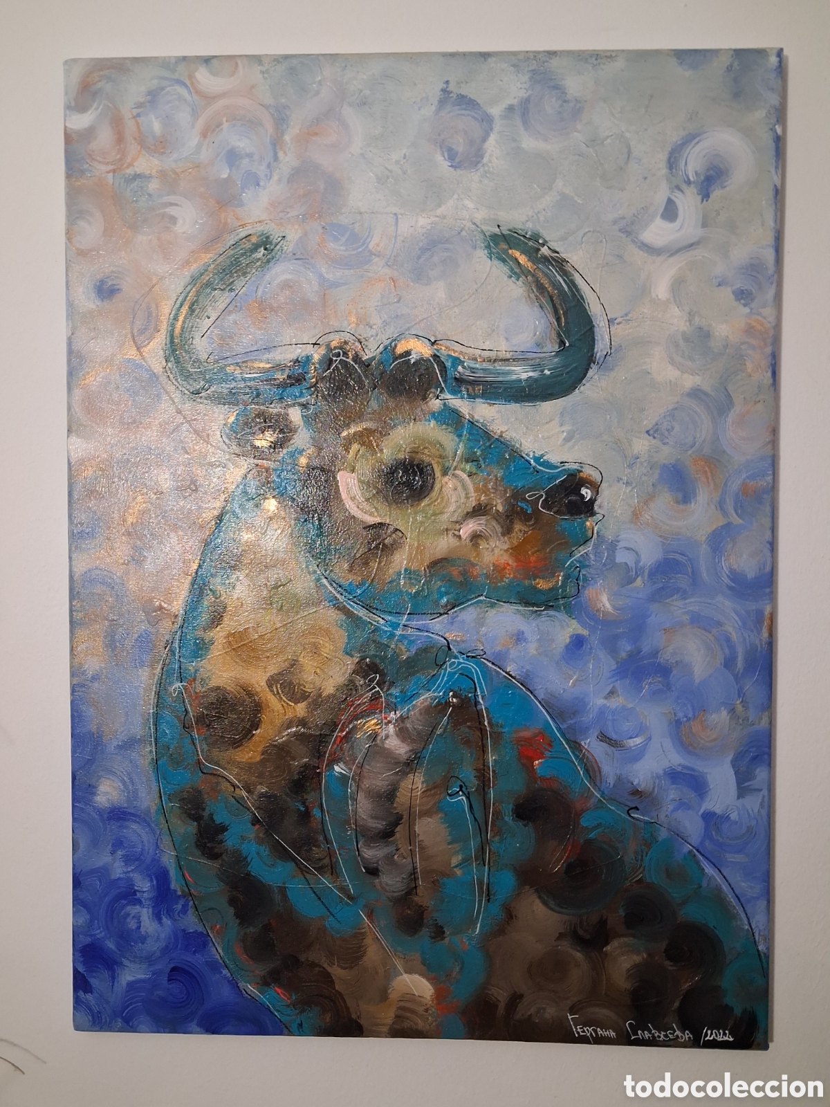 Arte: Cuadro ,,Blue Bull&rdquo; Toro azul - Foto 13