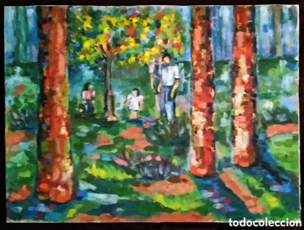 Arte: &Oacute;LEO s. LIENZO / (EXPRESIONISMO). *JARD&Iacute;N BOT&Aacute;NICO: VERANO 1992. ZARAGOZA&rdquo;. FIRMADO. 54 x 93 cm.