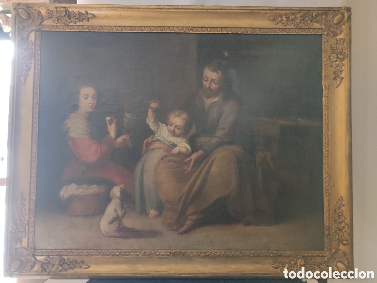 Arte: &Oacute;leo sobre lienzo copia de Murillo con marco original siglo XIX