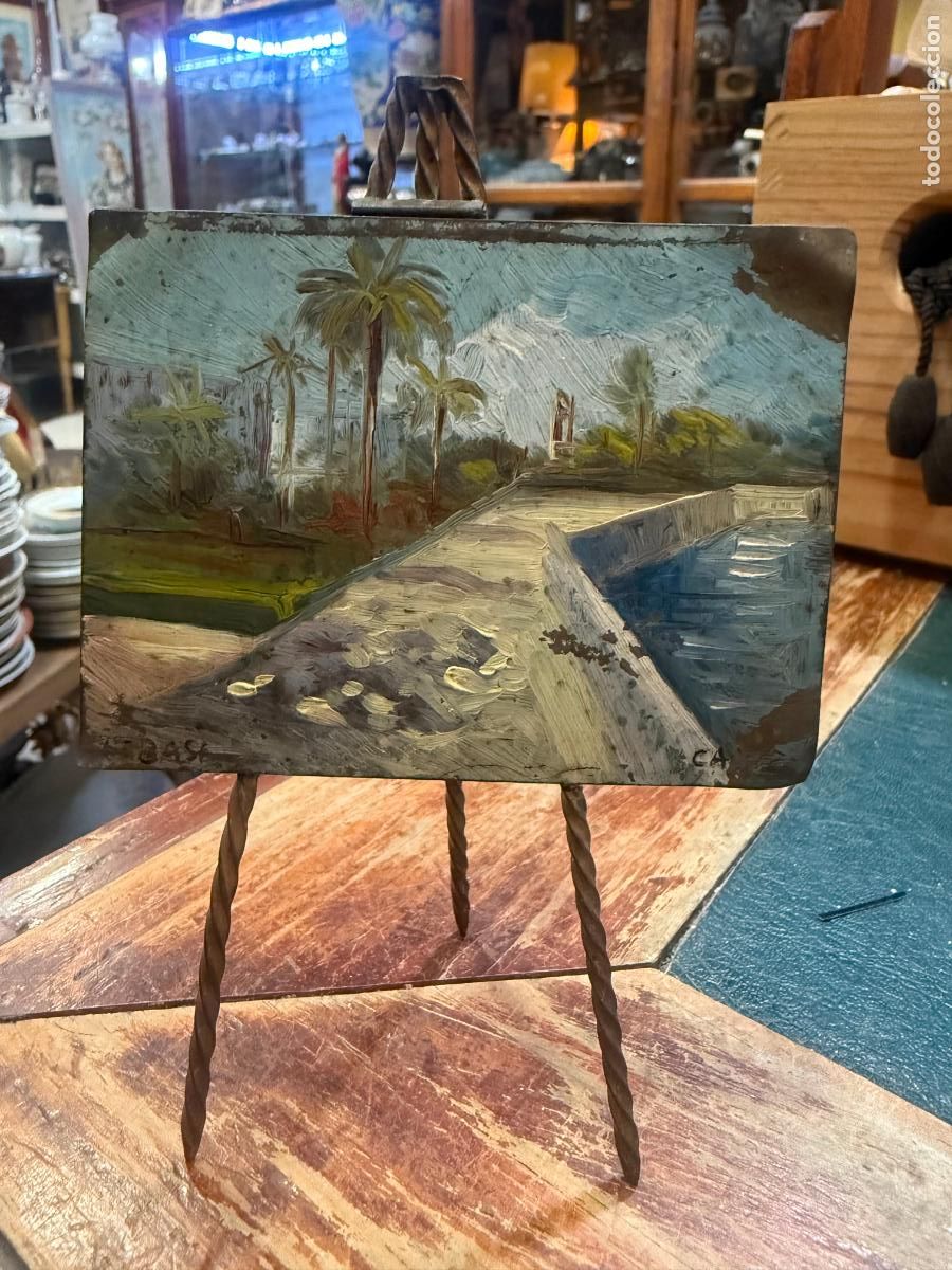 Arte: ANTIGUA MINIATURA OLEO SOBRE COBRE VISTA DE CADIZ - MEDIDA 8,5X6,5 CM