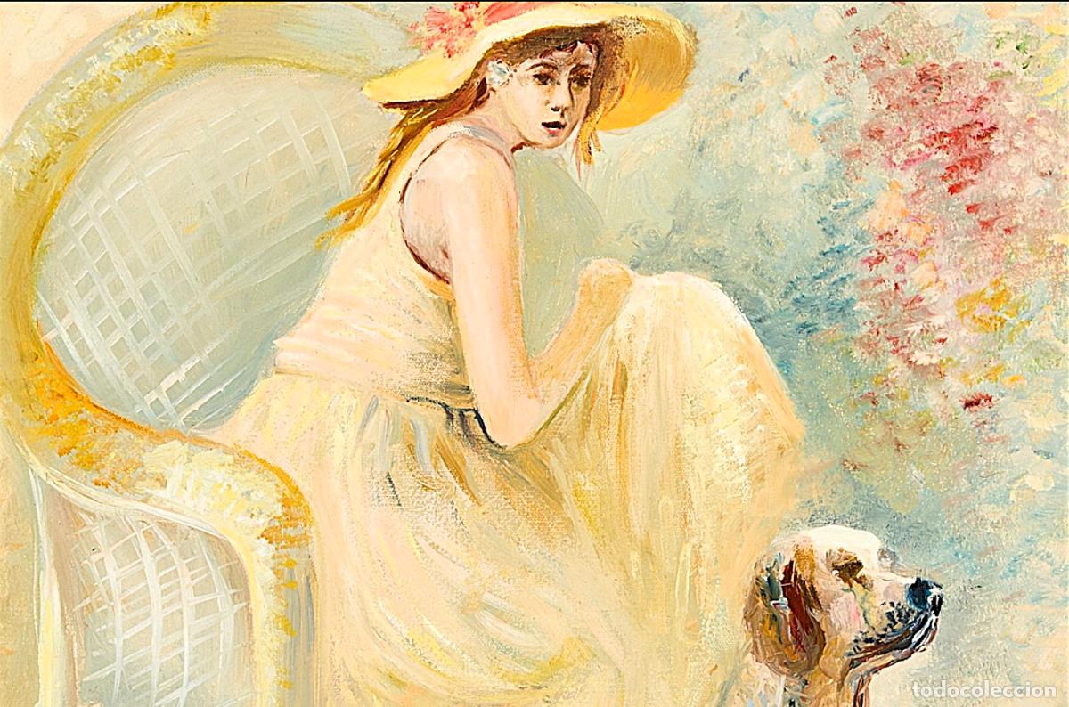 Arte: JOVEN POSANDO CON PERRO FIRMADO - Foto 9