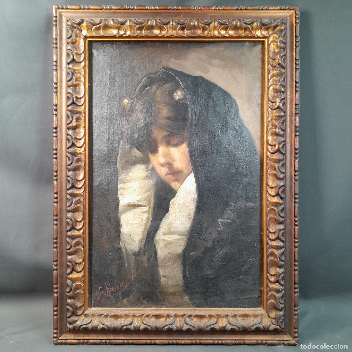 Arte: C-1959. F&Eacute;LIX ALARC&Oacute;N BRENES (SEVILLA, 1860-1900). &Oacute;LEO SOBRE LIENZO. RETRATO. FINALES S. XIX.