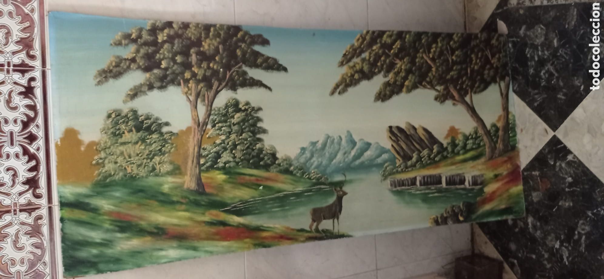 Arte: OLEO / SOBRE MADERA / A&Ntilde;OS - 70 / CIERVO EN EL PANTANO / FIRMA &rdquo; ROSO &rdquo;