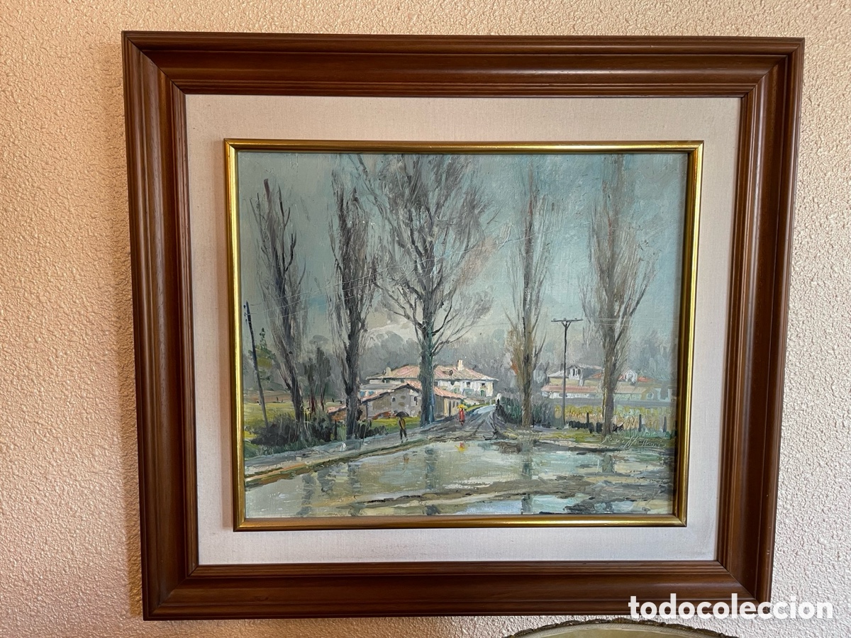 Arte: Cuadro &oacute;leo original Jes&uacute;s L&oacute;pez Apell&aacute;niz &ndash; paisaje impresionista grande