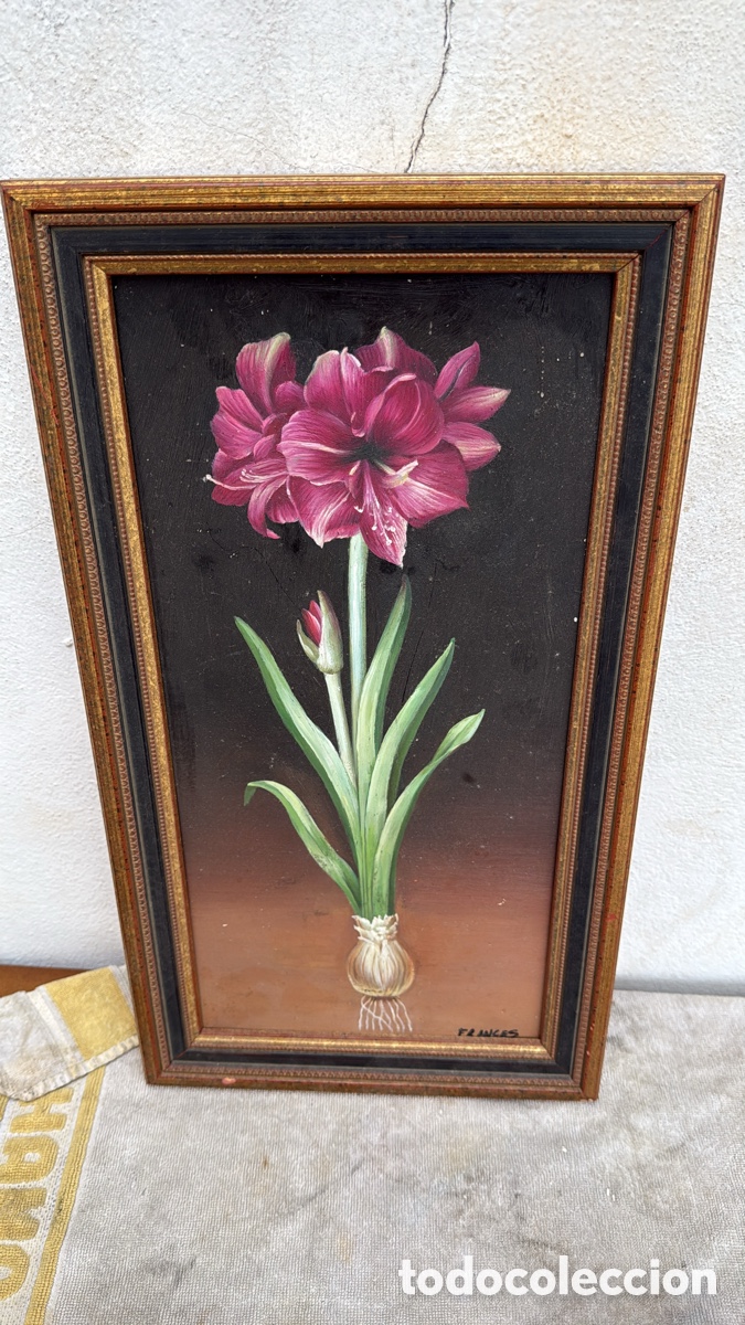 Arte: CUADRO FLOR SOBRE TABLA