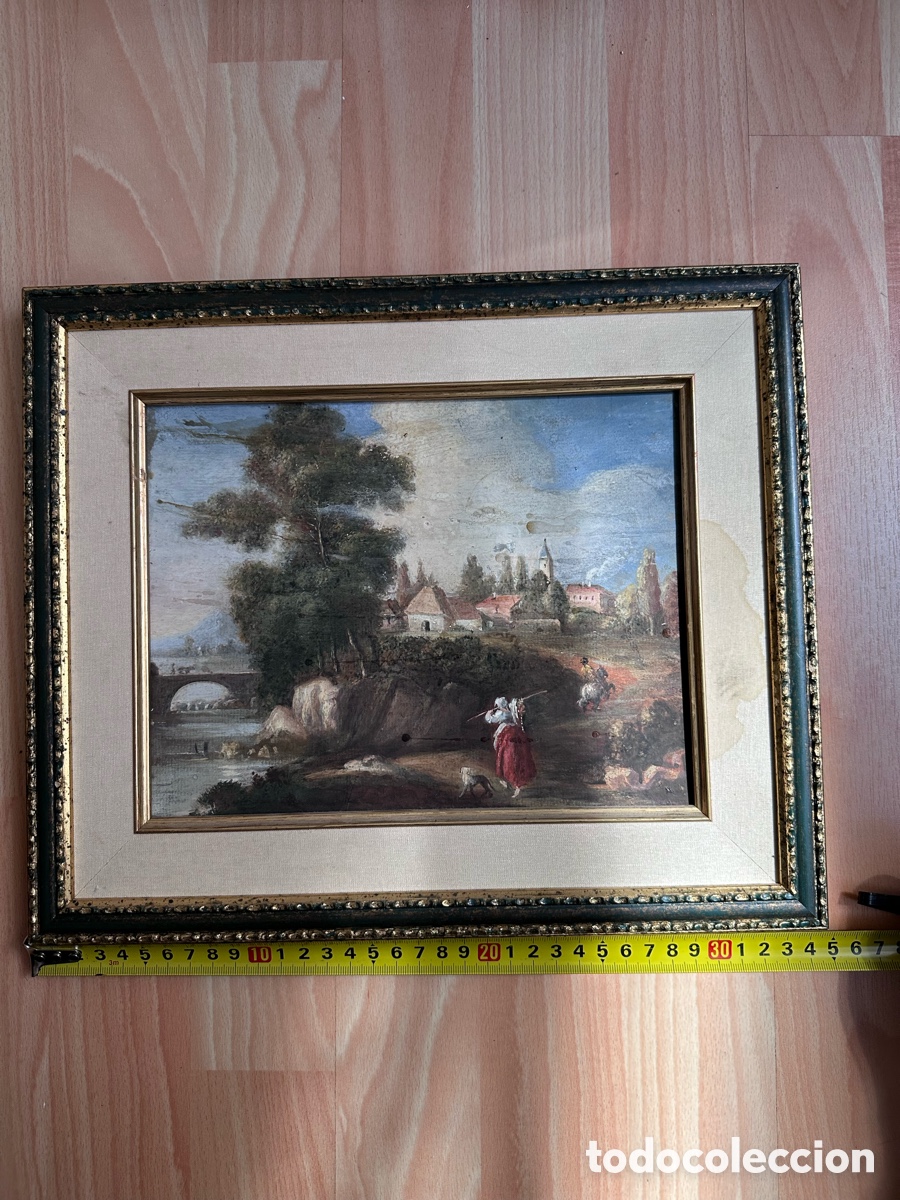 Arte: Antiguo &oacute;leo sobre lienzo - Paisaje