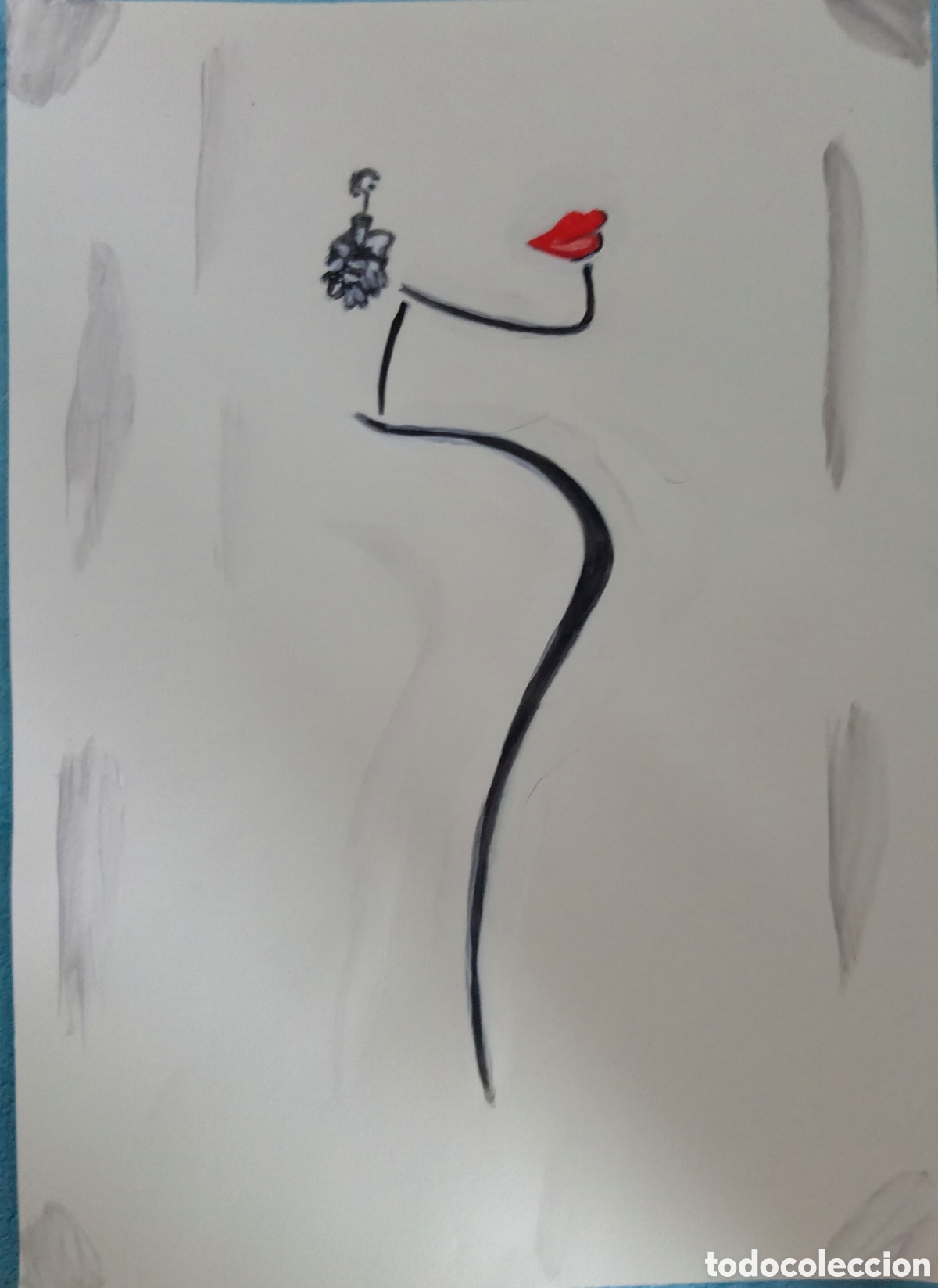 Arte: Original pintura cara rasgos (4) (t&eacute;cnica mixta) acuarela y acr&iacute;lico sobre papel 30,5cm x 21,5cm....