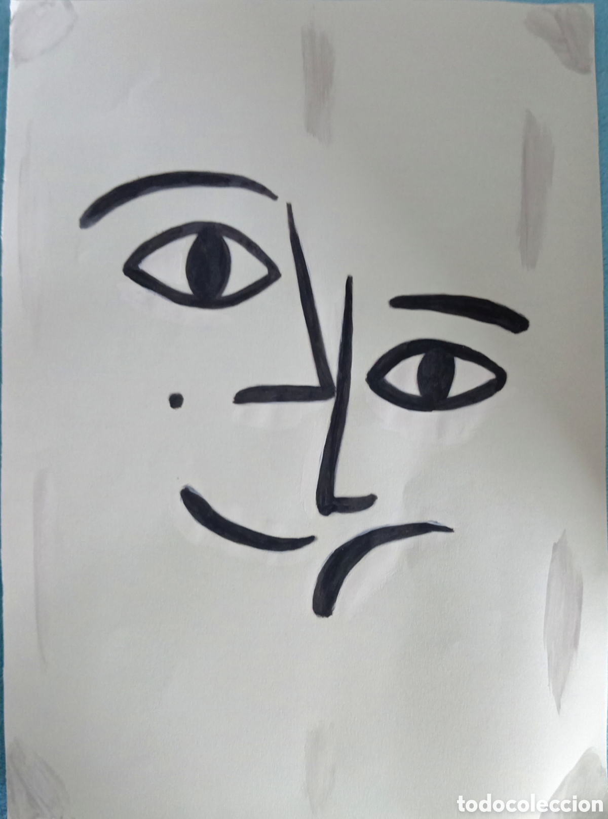 Arte: Original pintura cara abstracta (3) (t&eacute;cnica mixta) acuarela y acr&iacute;lico sobre papel 30,5cm x 21,5cm.