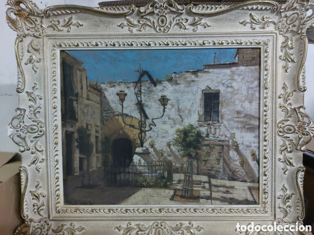 Arte: Tarragona pla&ccedil;a.de Sant Joan oleo de Antonio Cruz Garrido