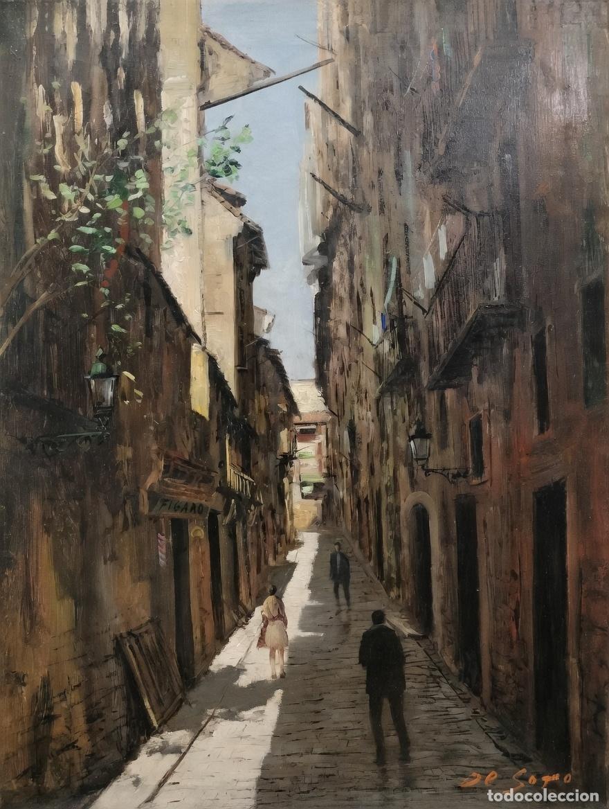 Arte: RAFAEL DE SOTO. VISTA DE LA CALLE POMPINOT, FUENTERRABIA. &Oacute;LEO SOBRE LIENZO. ESPA&Ntilde;A. 1973.