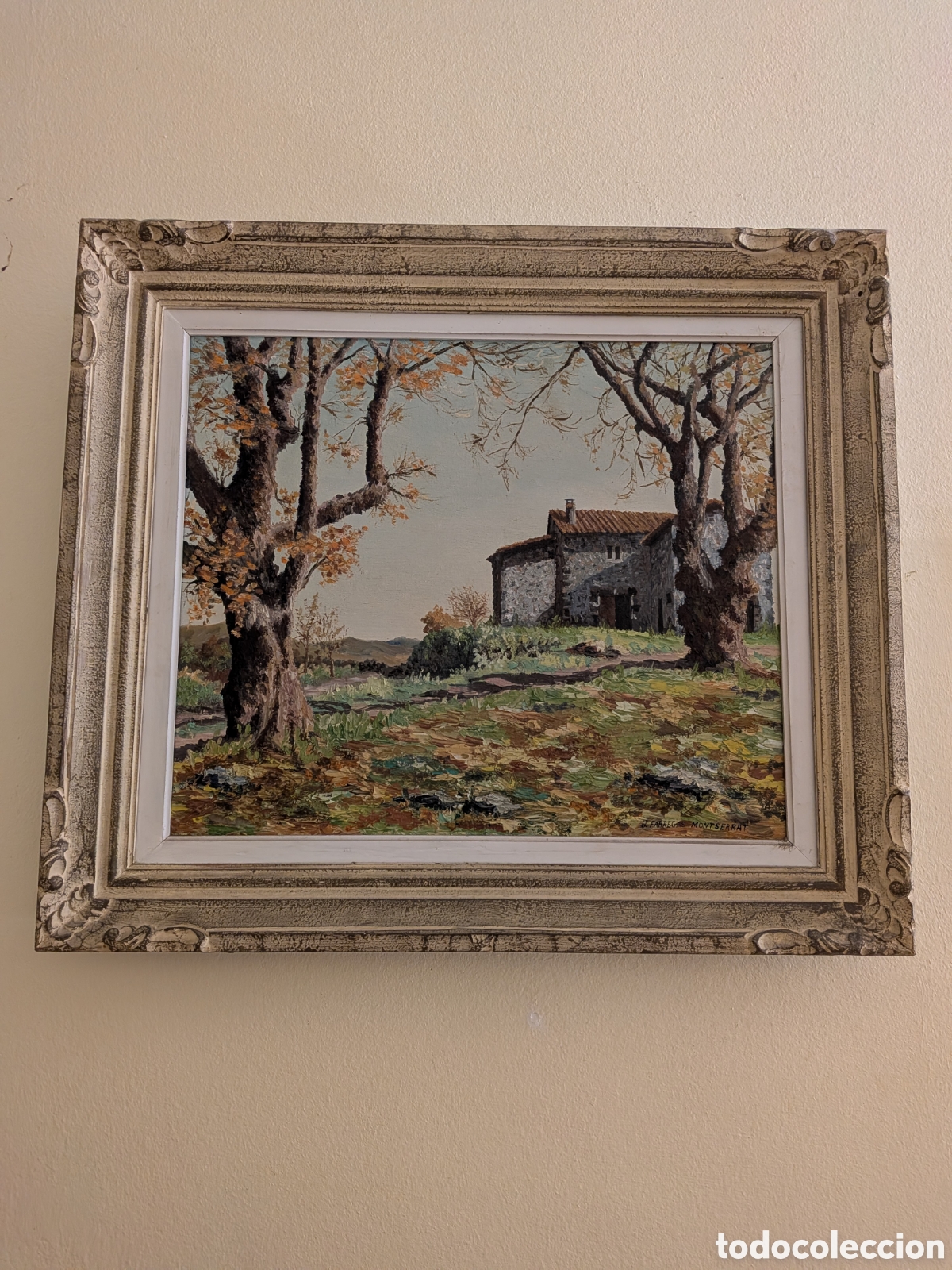 Arte: Cuadro paisaje r&uacute;stico al &oacute;leo de J. F&aacute;bregas Montserrat