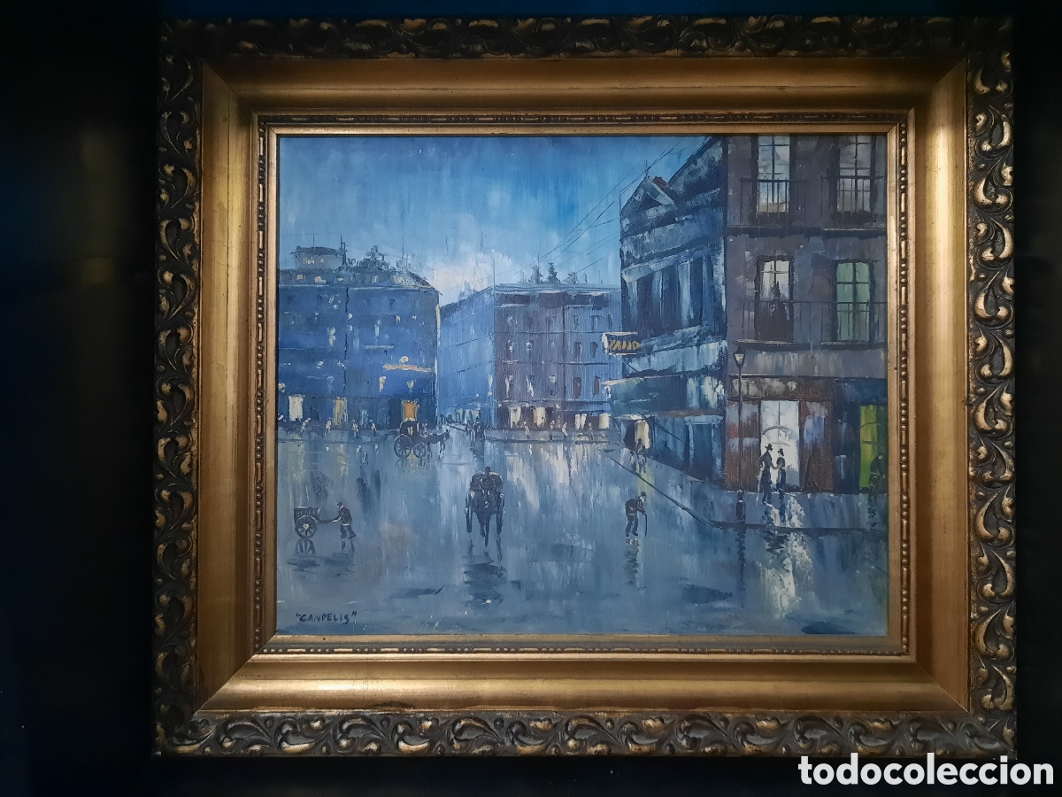 Arte: &Oacute;LEO SOBRE LIENZO PAISAJE CALLEJERO - PINTOR GUY CANDELIS