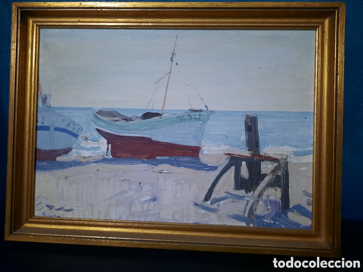 Arte: &Oacute;LEO SOBRE TABLILLA - BARCAS DE DE PESCA - FIRMADO AYUSO