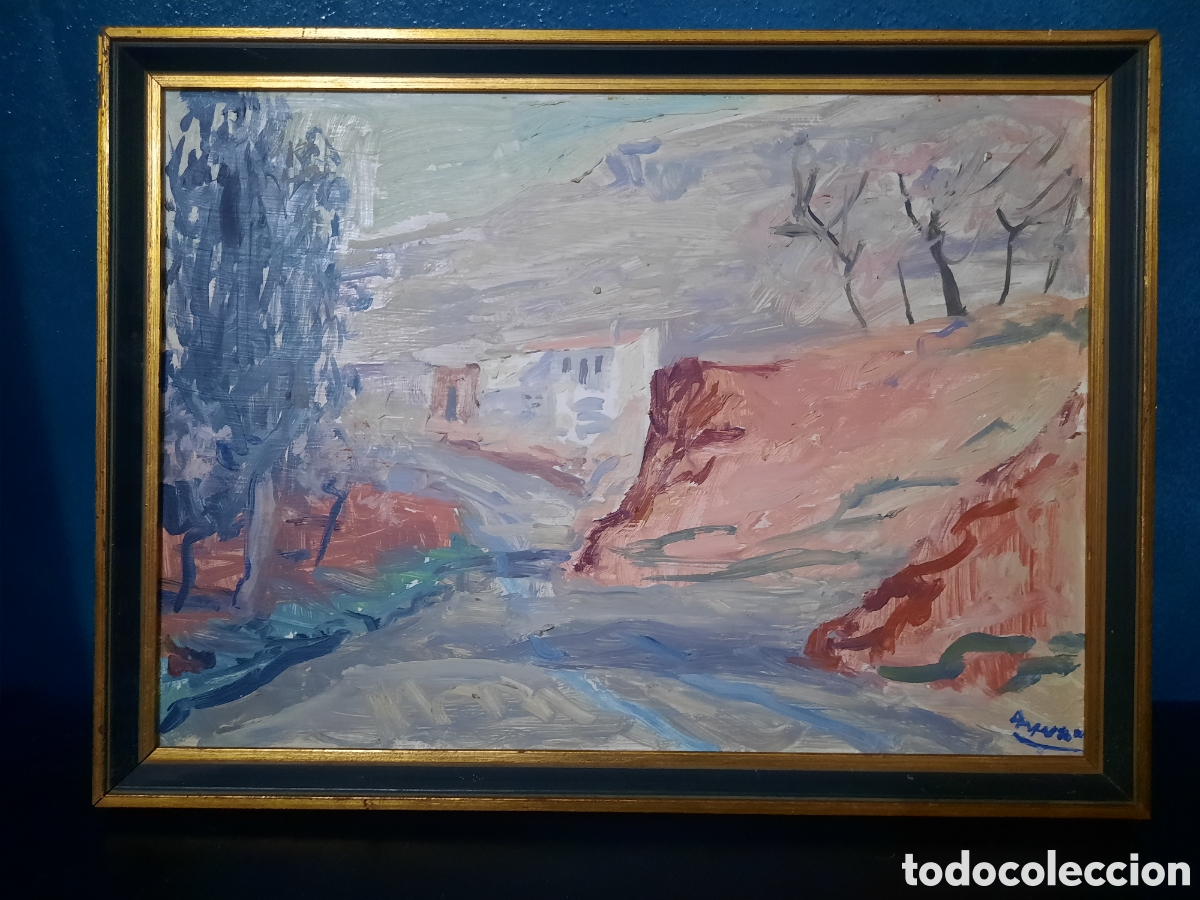 Arte: &Oacute;LEO SOBRE TABLA - CAMINO DE CAMPO - FIRMADO AYUSO