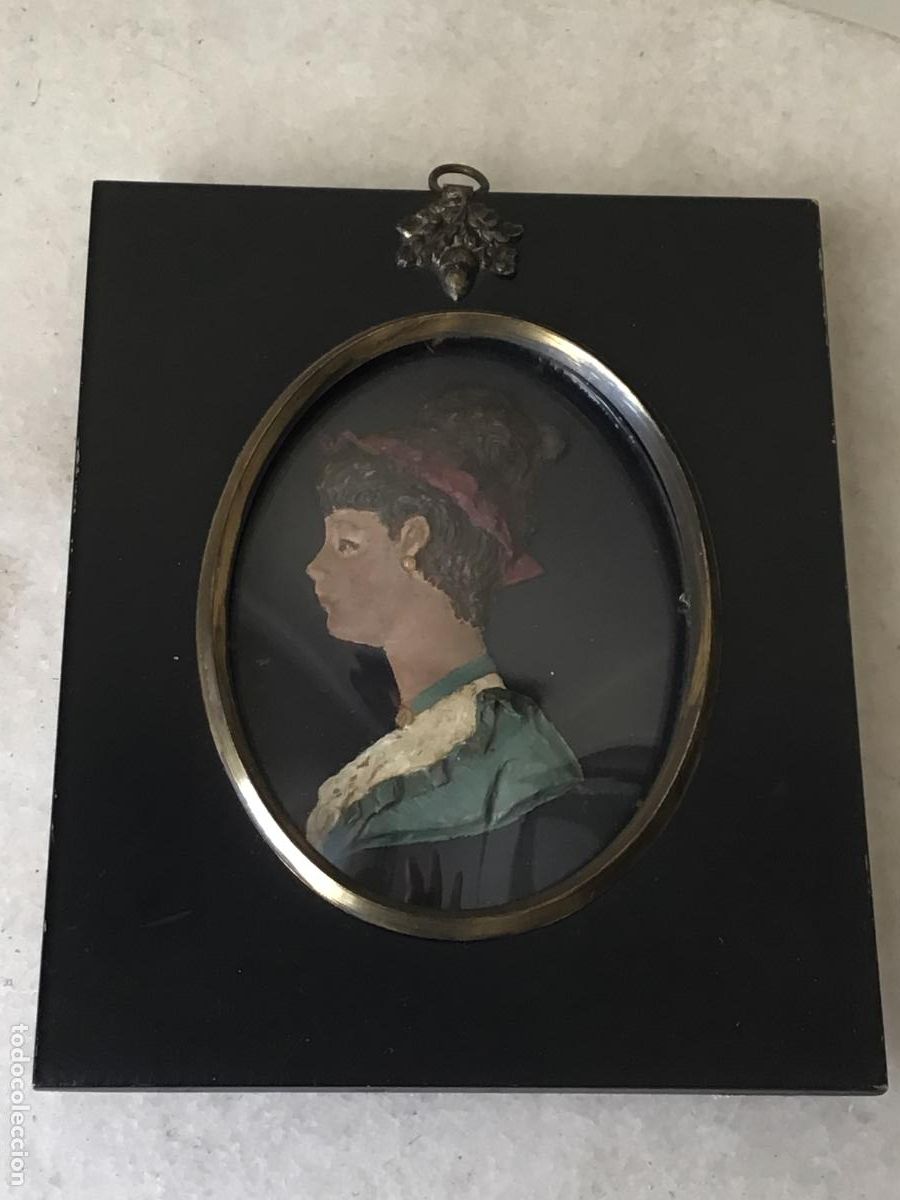 Arte: ANTIGUO RETRATO EN MINIATURA - RELIEVE DE CERA POLICROMADA , SIGLO XIX