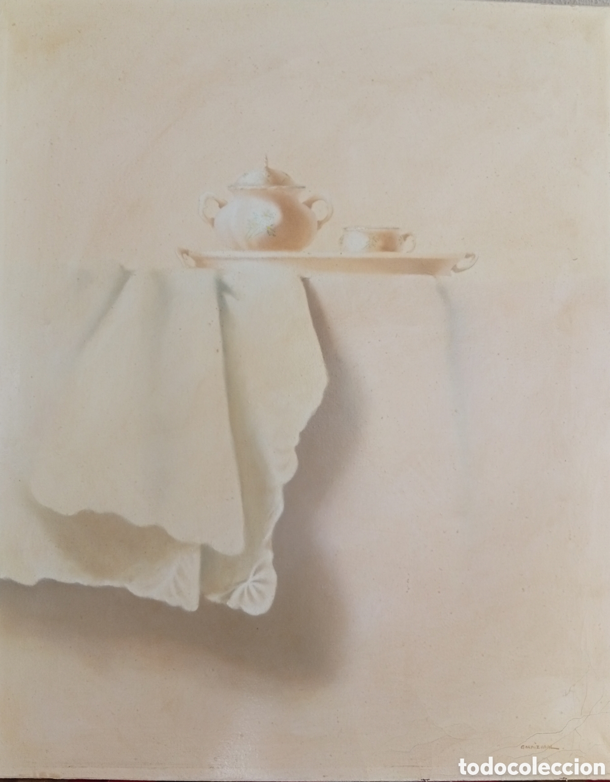 Arte: Pintura gallega oleo lienzo del gran pintor Javial Garaizabal Fontenla (La Coru&ntilde;a,1944)