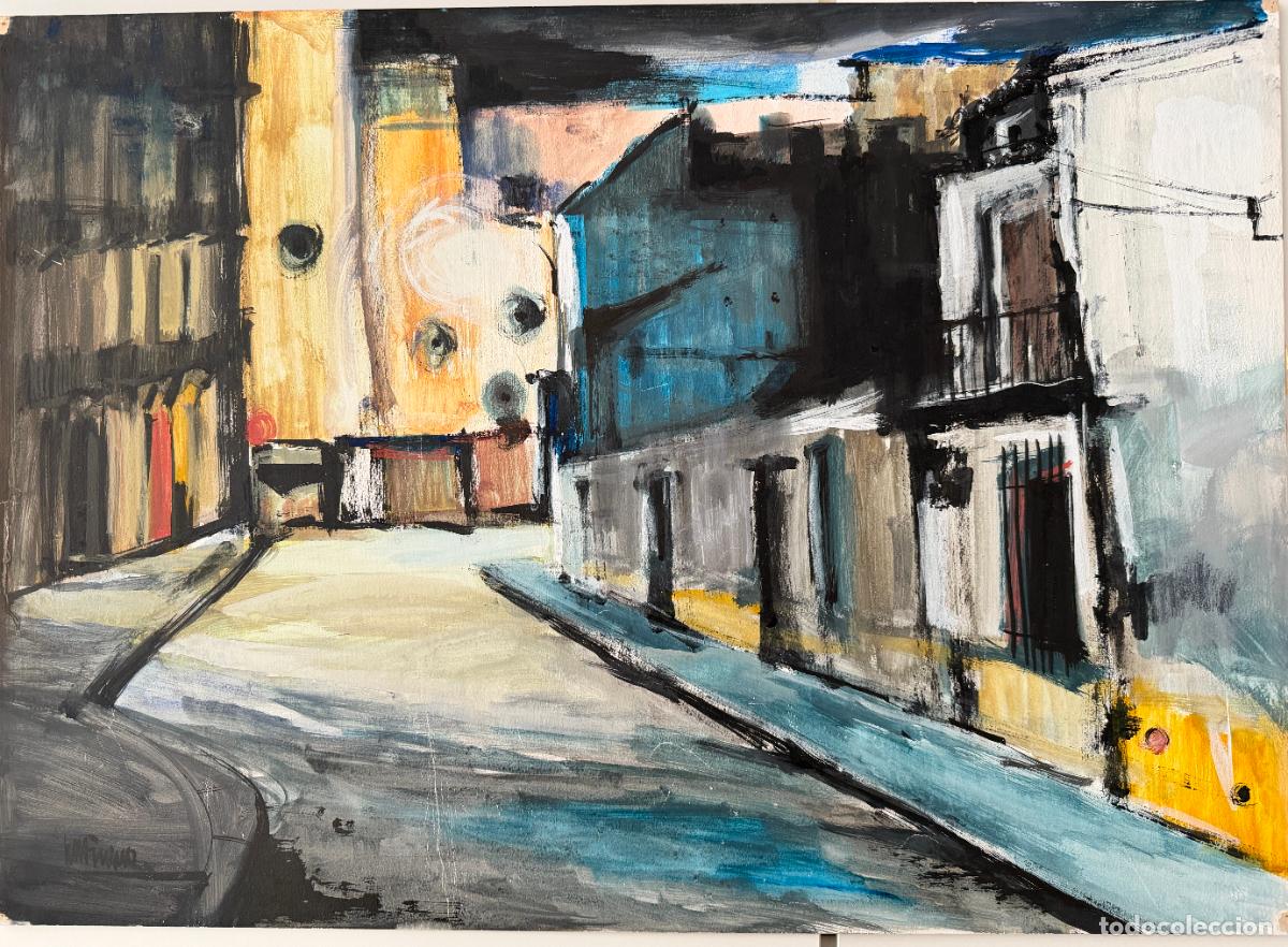 Arte: Eugenio Chicano , M&aacute;laga , acr&iacute;lico sobre cart&oacute;n , 1975 aprox.