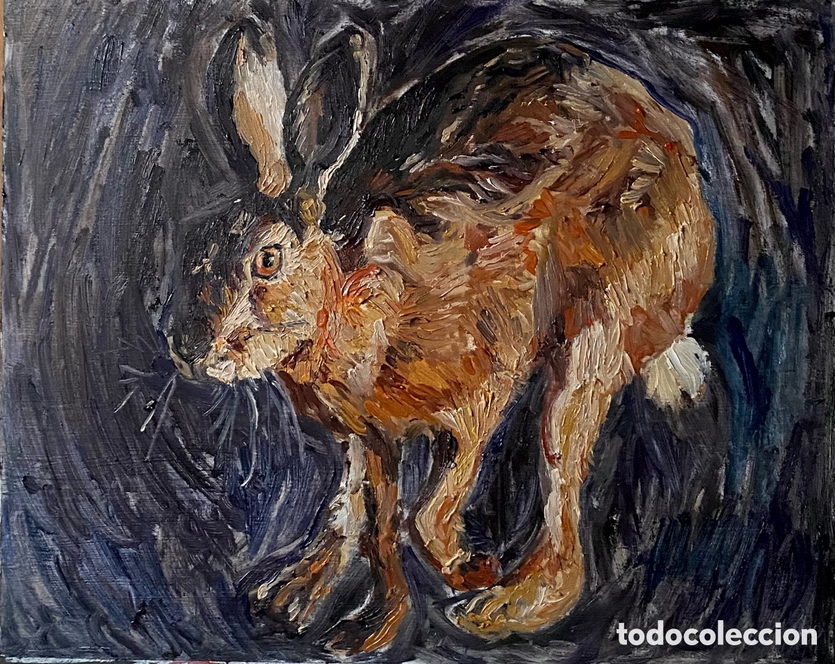 Arte: Pintura liebre corre en la noche