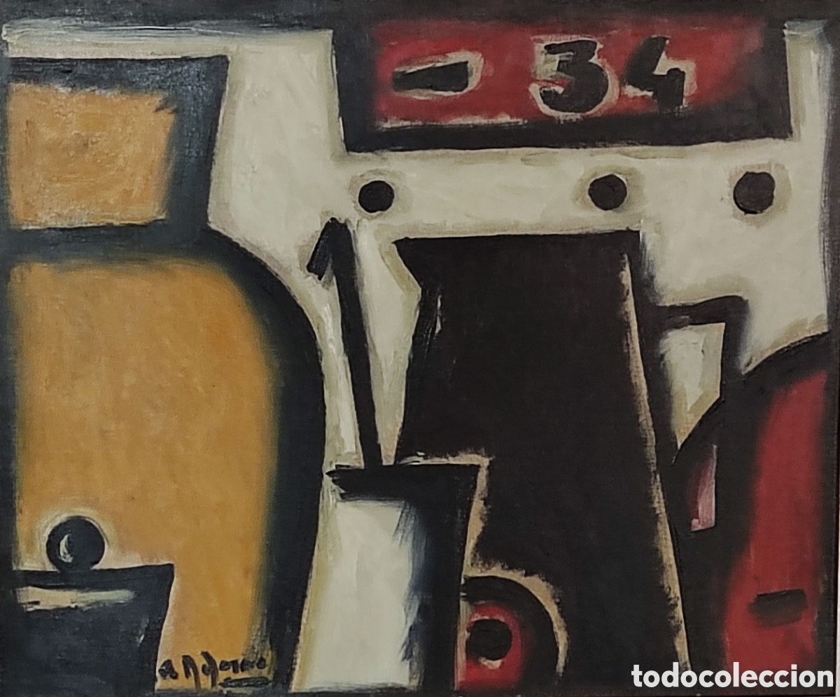 Arte: Alceu Ribeiro. Bodeg&oacute;n. Constructivista. &Oacute;leo sobre lienzo. Torres Garc&iacute;a