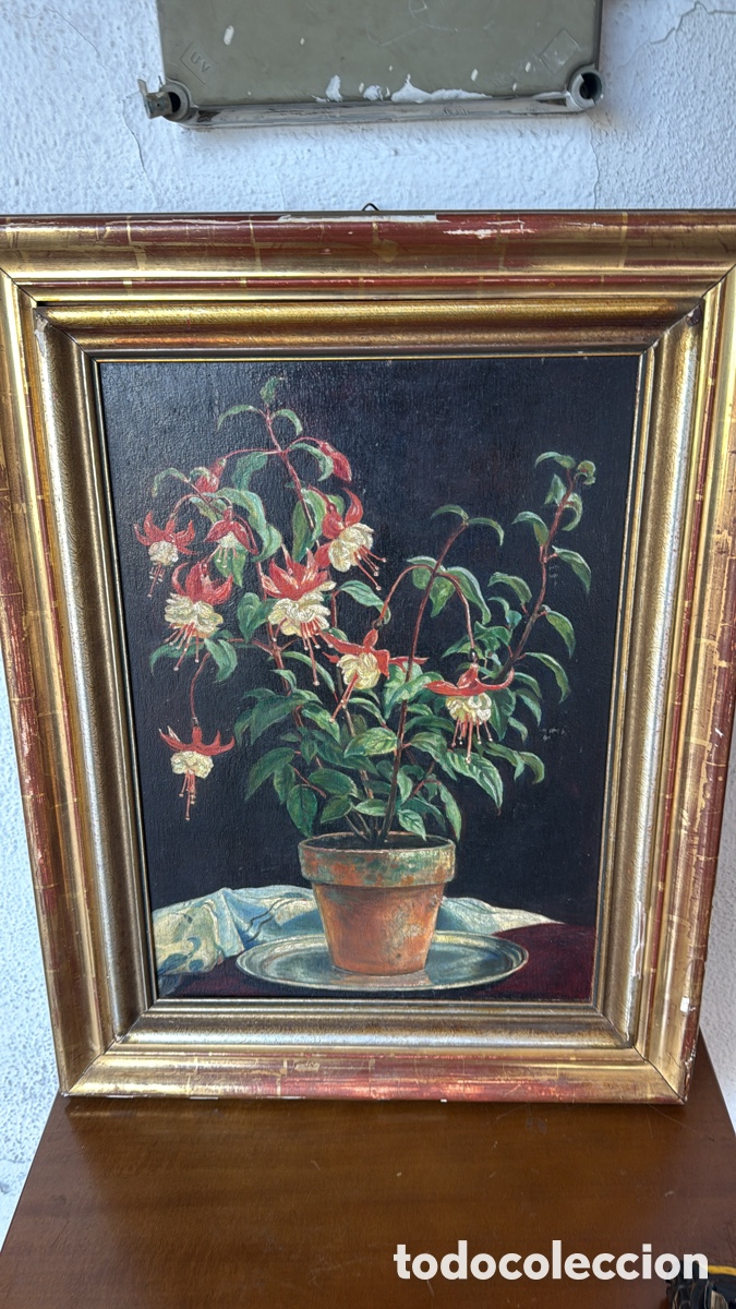 Arte: ANTIGUO CUADRO MACETA FIRMADO