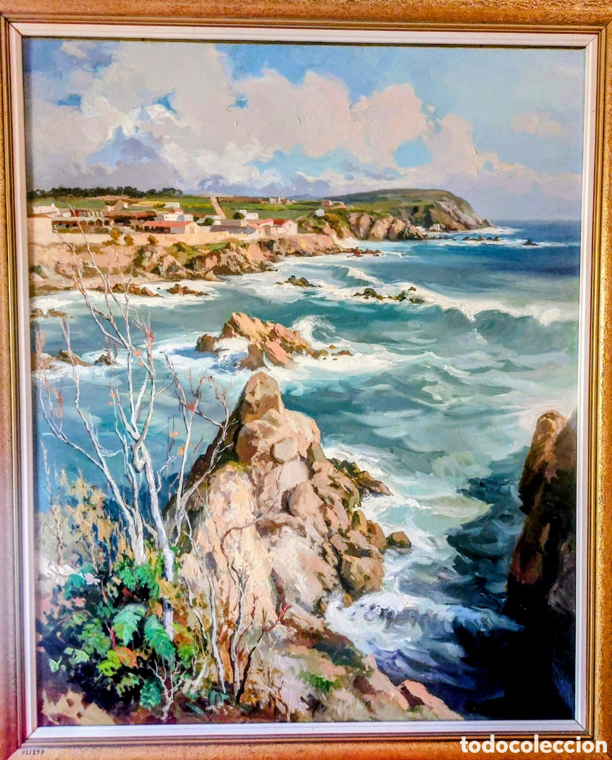 Arte: EZEQUIEL TORROELLA OLEO TELA GRANDE HISTORICA MARINA PALAMOS 100X81 AN̈O