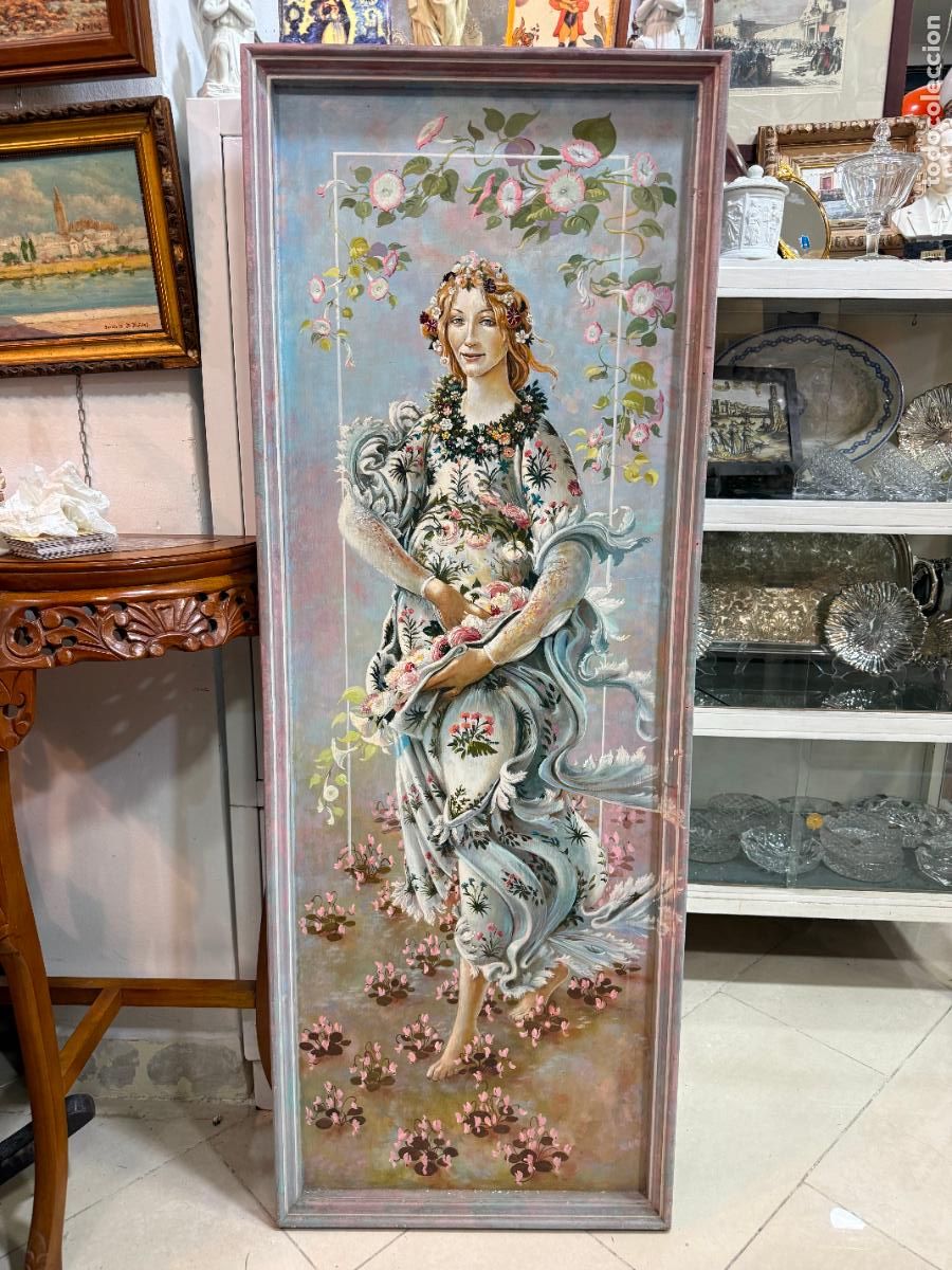 Arte: COPIA PINTURA SOBRE TABLA LA PRIMAVERA DE BOTICELLI - MEDIDA 146X54 CM
