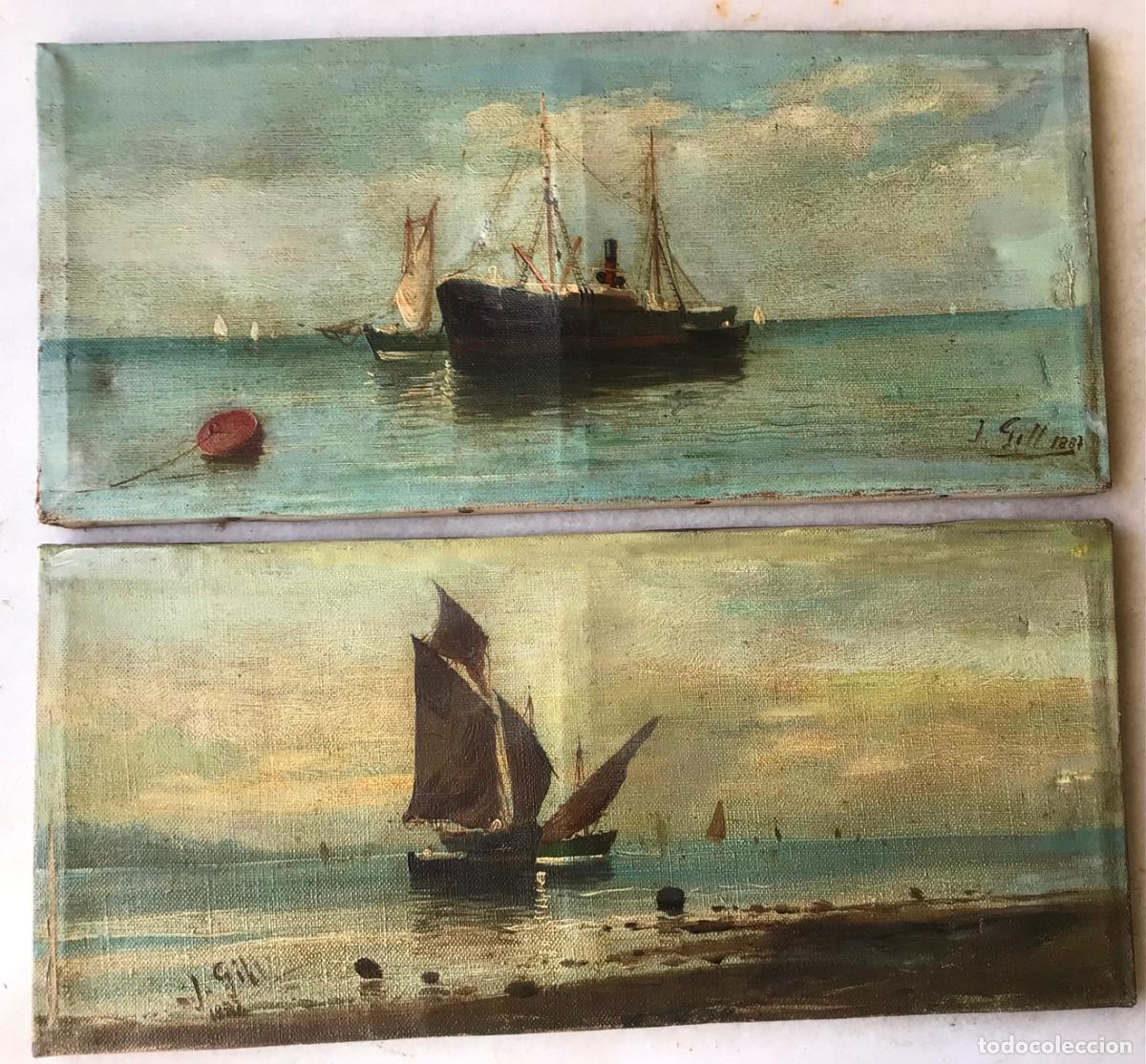 Arte: ANTIGUA PAREJA DE PINTURAS AL OLEO FIRMADAS 1887 - PAISAJES MARINOS