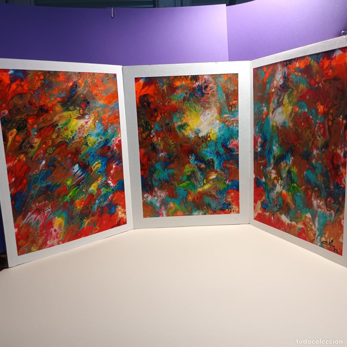 Art: Tr&iacute;ptico Abstracto - Pintura Acr&iacute;lica Lote P - 121