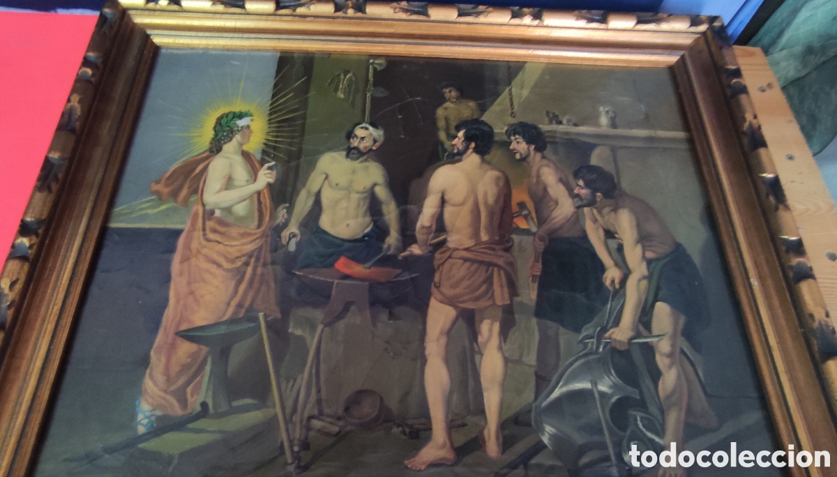 Arte: Oleo La fragua de Vulcano ,firma Gimeno