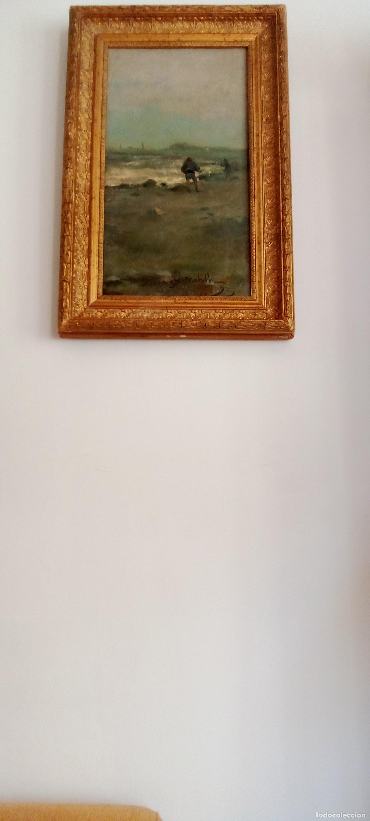 Arte: SEGUNDO MATILLA Y MARINA. PESCADORES EN PLAYA DE BARCELONA.