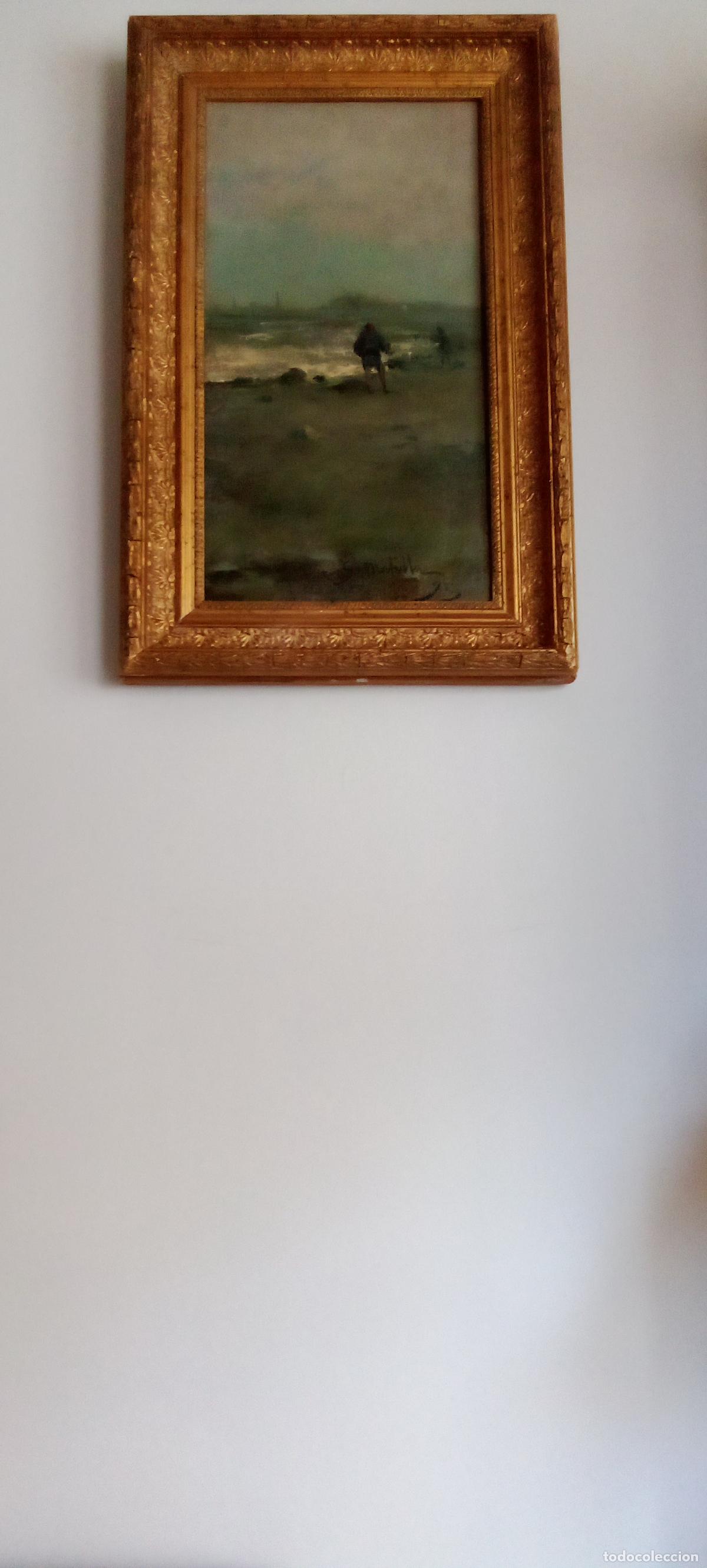 Arte: SEGUNDO MATILLA Y MARINA. PESCADORES EN PLAYA DE BARCELONA.