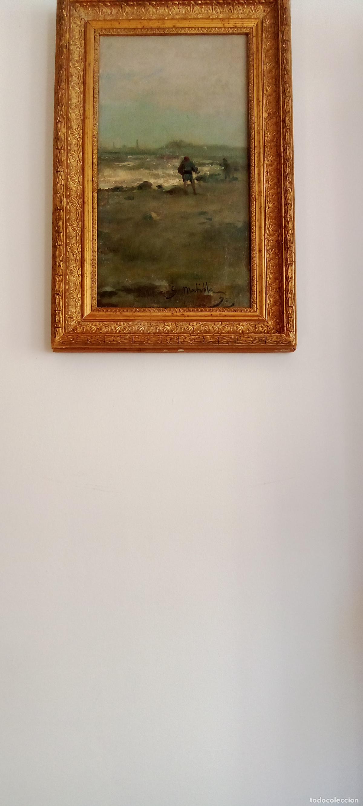 Arte: SEGUNDO MATILLA Y MARINA. PESCADORES EN PLAYA DE BARCELONA.