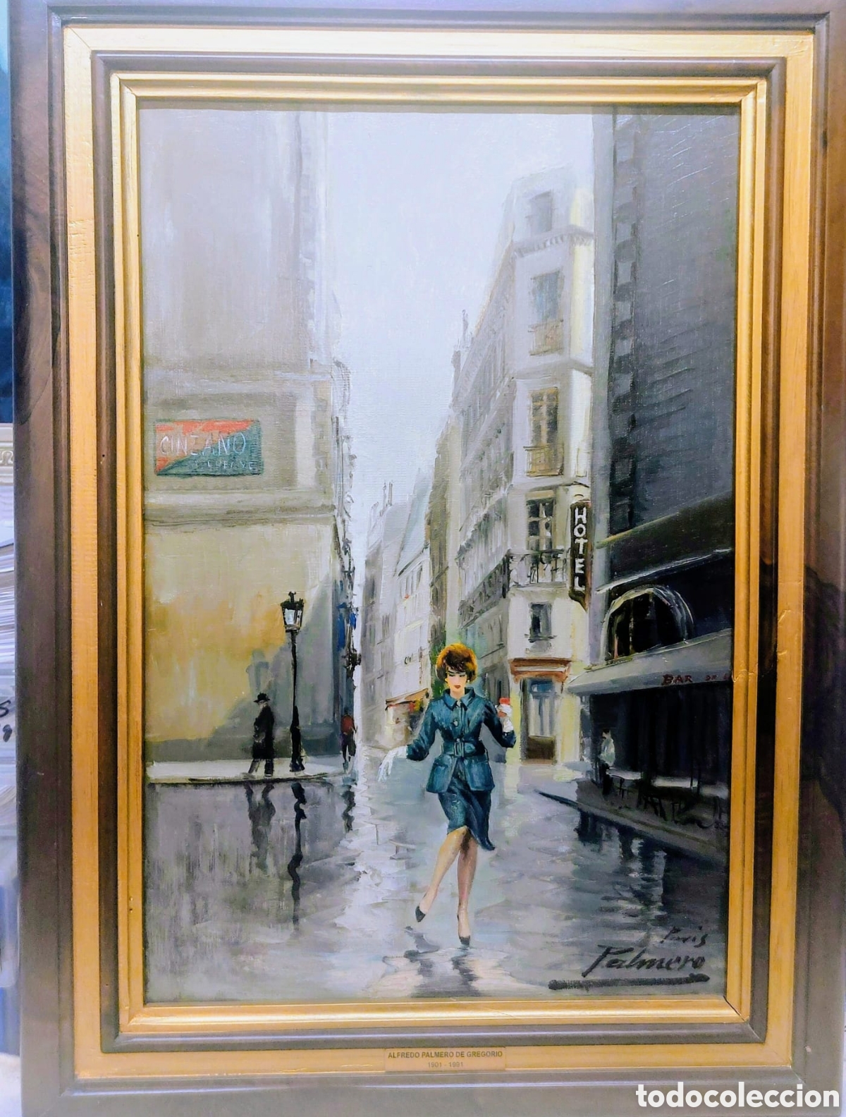 Arte: PALMERO ALFREDO EL MAESTRO .OLEO TELA 51X77 EPOCA PARIS LA RUE DE ST.LEVERIN PINTADO AL NATURAL
