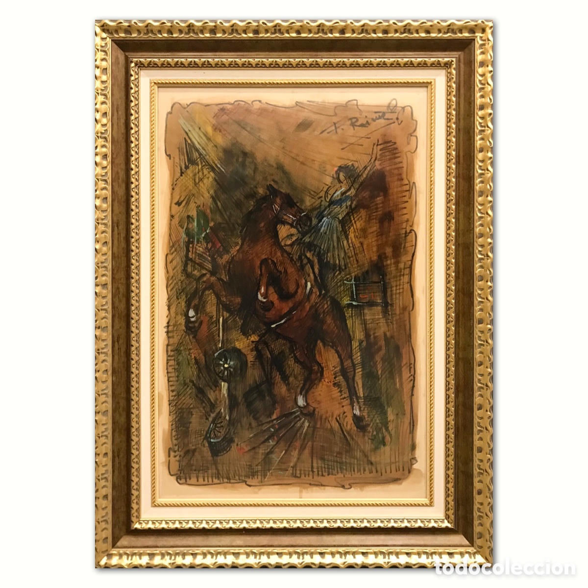 Arte: &rdquo;Amazona con Caballo&rdquo; Escuela Europea de mediados del S.XX aprox